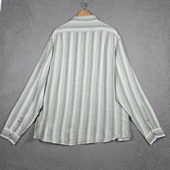 Taylor Vintage Shirt Mens Size 2XL Olive Striped Puretec Cool 100% Linen Beach - Picture 5 of 10